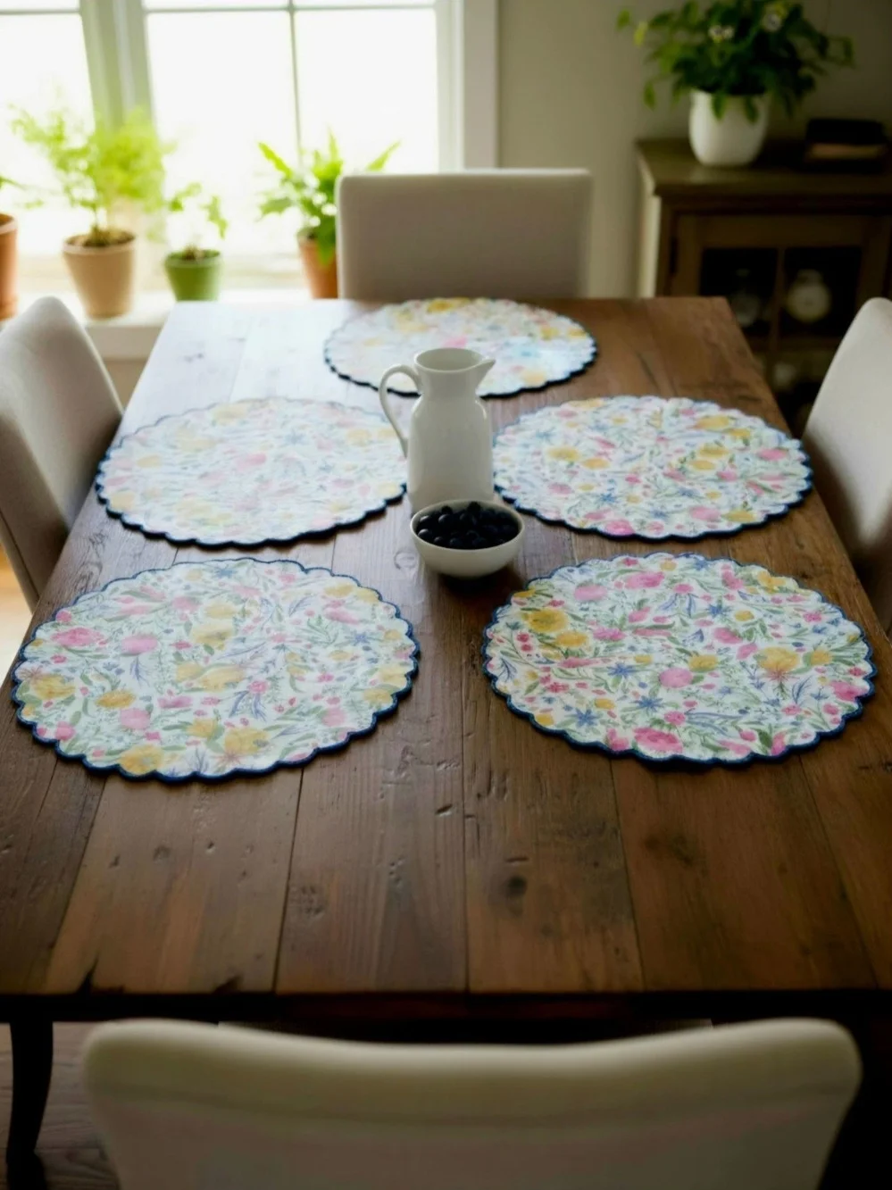 Set Of 8 Vintage Sofia Juliska Collection Placemats Scaloped Edge Reversible 16